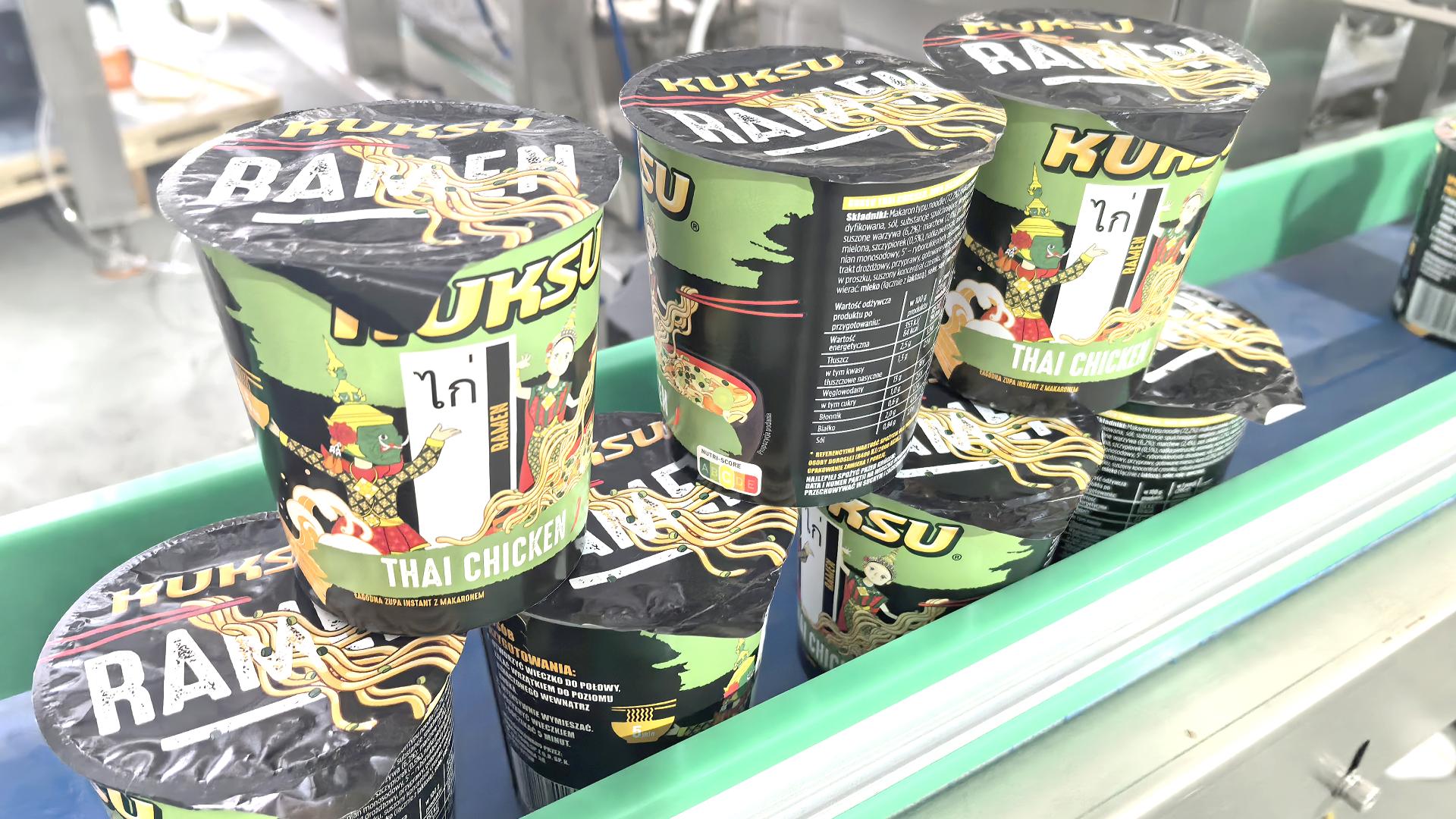Poland Automatic Italian pasta noodle cup filling and sealing packing machine with multihead weigher