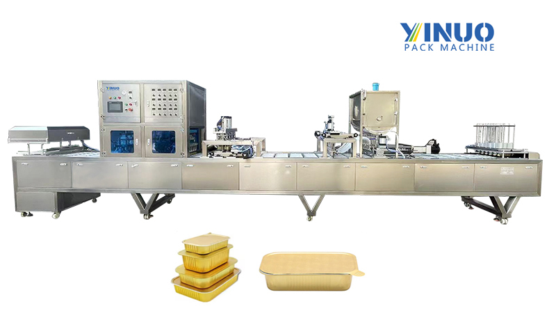 Viscous Paste Sauce Material Automatic Aluminum Foil Tray Filling Sealing Machine