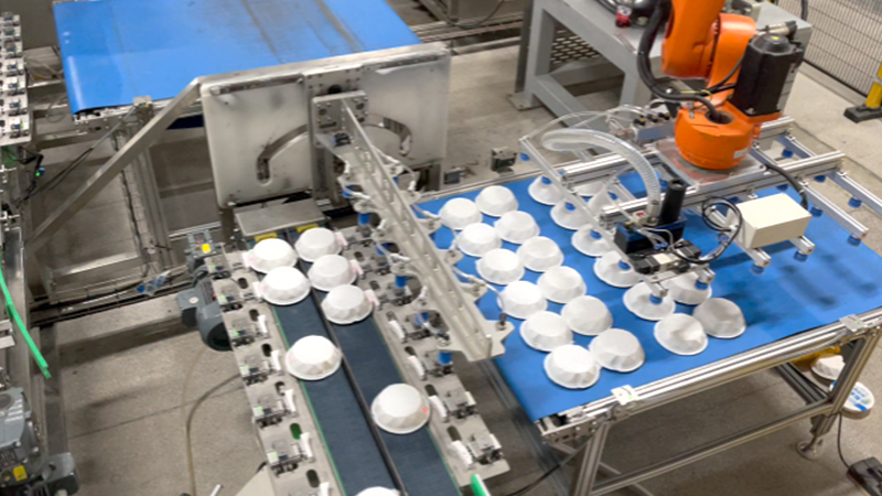 The automated packaging line integrates the two core stages—filling and sealing—into a single unit, enabling highly efficient production.