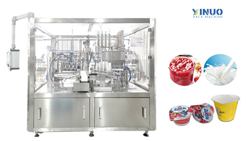 Full Protected Yogurt Cup Filling Sealing and Lid Capping Machine