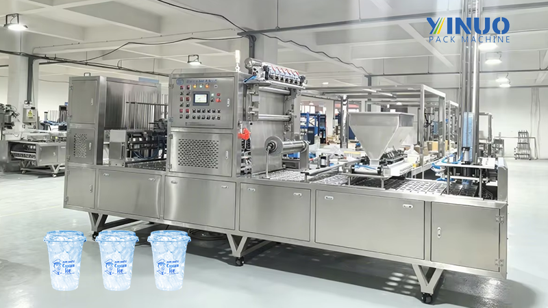 5000pcs/hour Ice Cup Automatic Filling Sealing and Lid Capping Machine 