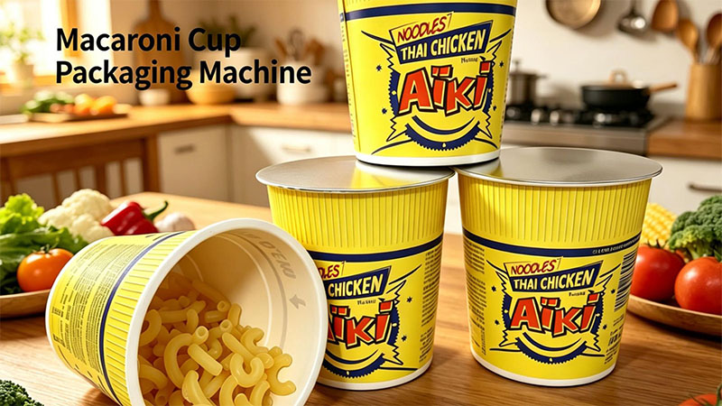  Automatic Macaroni & Pasta Paper/Plastic Cup Filling, Sealing and Carton Packing Line