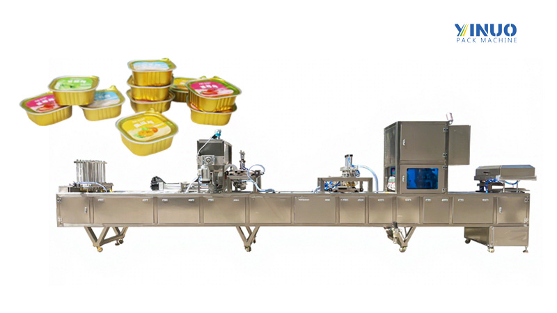 Cat Food Meat Suace Paste Aluminum Foil Tray Filling Sealing Machine